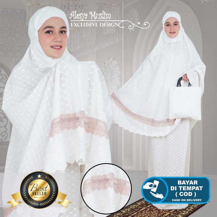 mukena katun paris tropica renda remple milo original terlaris