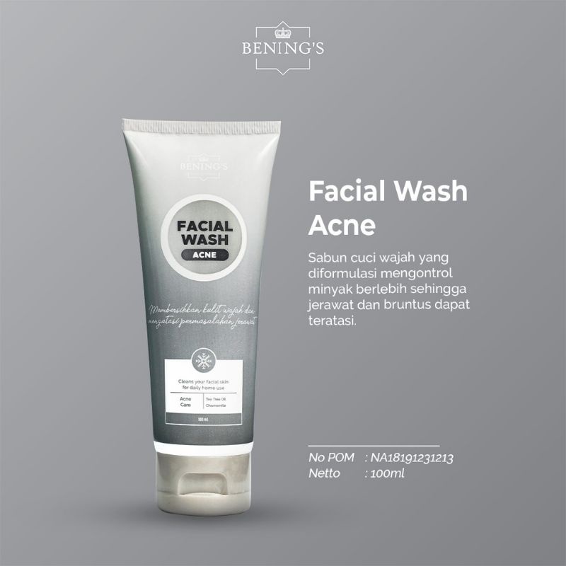 BENING'S SKINCARE PAKET EXLUSIVE/PAKET BRIGHTENING/PAKET ACNE ORIGINAL BY DR. OKY PRATAMA-FACIAL WASH ACNE