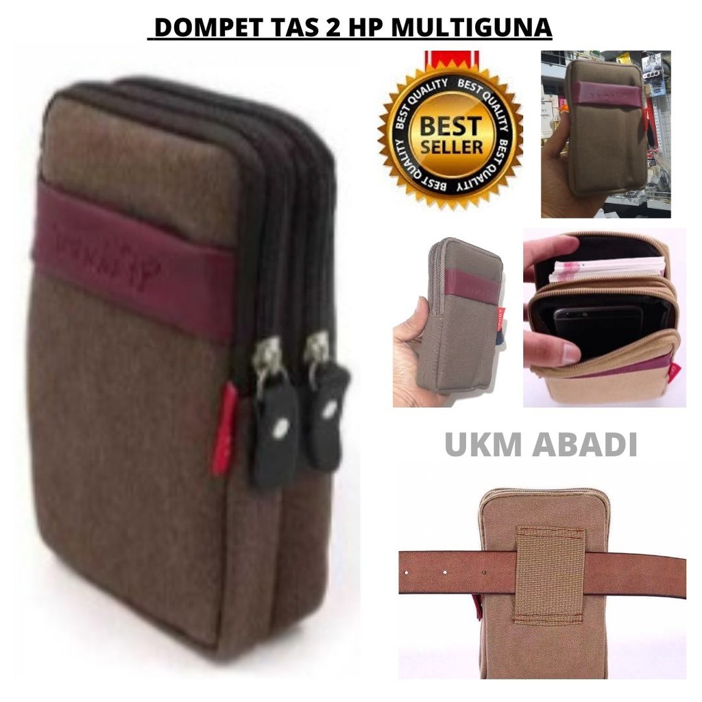 Tas Dompet Pinggang 2 HP Canvas Multifungsi 114124