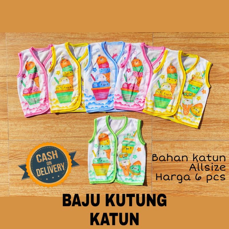 1/2 LUSIN (6 pcs) Baju bayi KATUN  perlengkapan bayi lahir