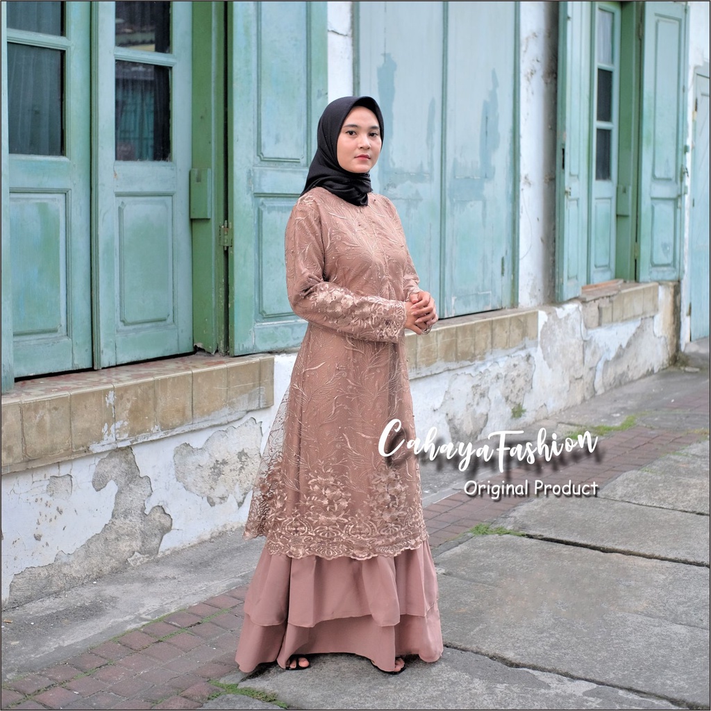 gamis pesta margareta dress jumbo Gamis (TERMURAH) Gamis brokat pesta jumbo terbaru 2021 ld #120 XXL