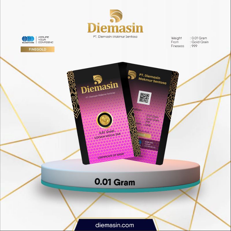 DIEMASIN 0.01 Gram Logam Mulia 24 Karat. Souvenir. Gift