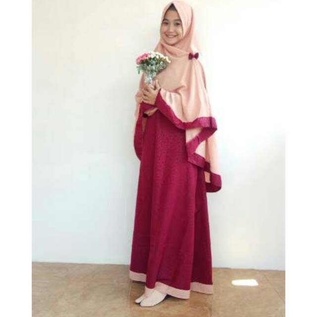 Gamis Set Wolfis Embos Cantikk