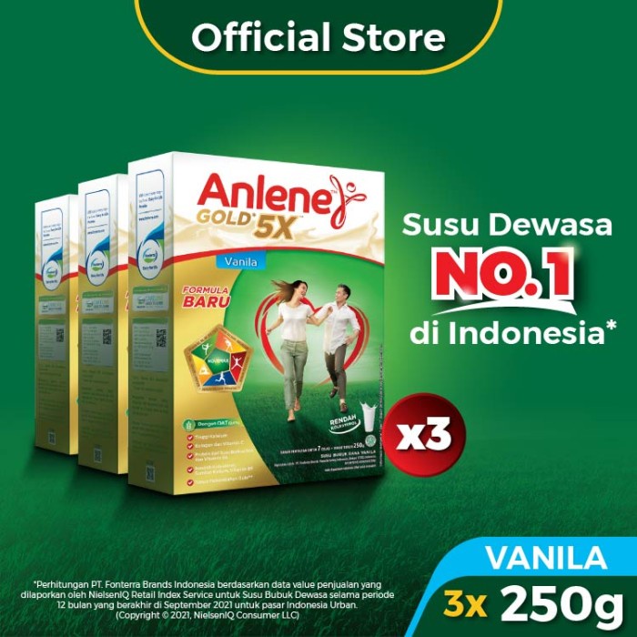 

Anlene Gold 5X Susu Bubuk Vanila 3 x 240g-Tulang, Sendi & Otot