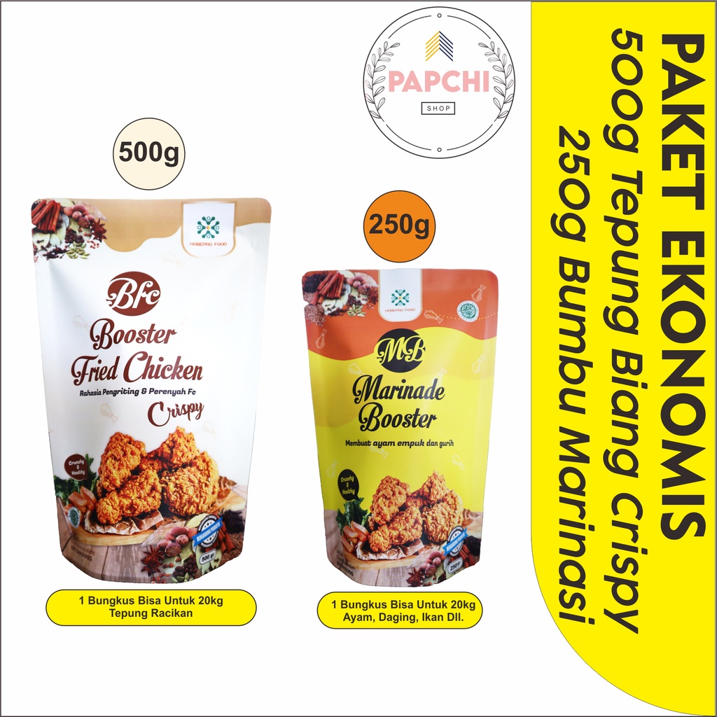 

Tepung Krispi ‐ Tepung Krispy - Tepung Crispy - Tepung Kentucky - Tepung Biang Fried Chicken - Tepung Bumbu Kentucky - PAKET EKONOMIS - BOOSTER FRIED CHIKEN 500 gram dan MARINADE BOOSTER 250 - Tepung Biang Kentucky - TEPUNG KFC - BFC
