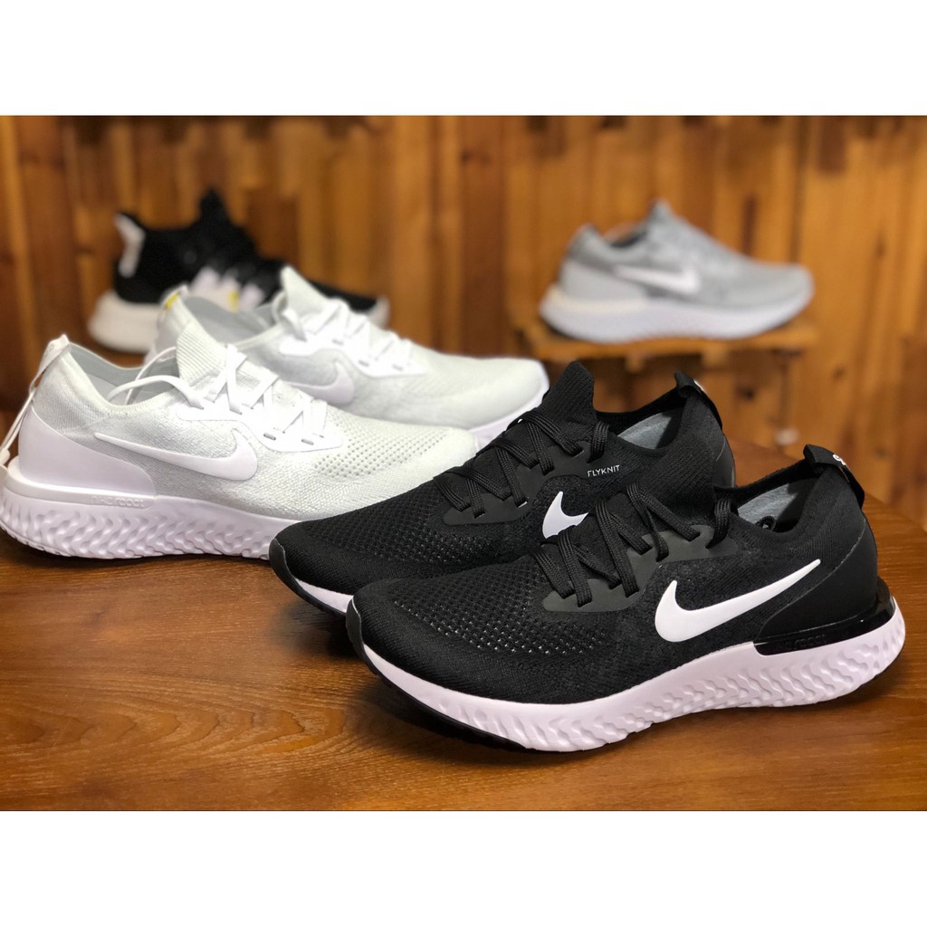 nike running epic react flyknit trainers in black