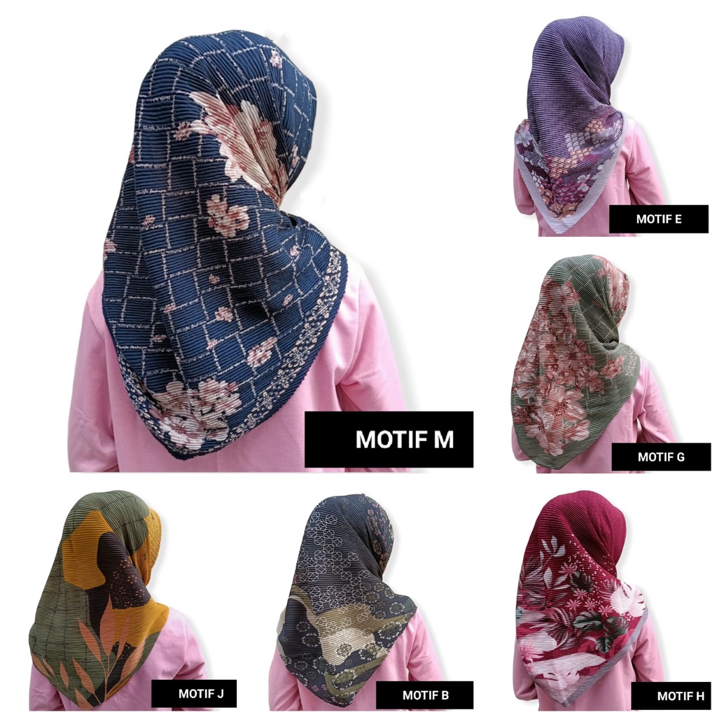 Segiempat Plisket Motif Voal Premium Jilbab Segi Empat