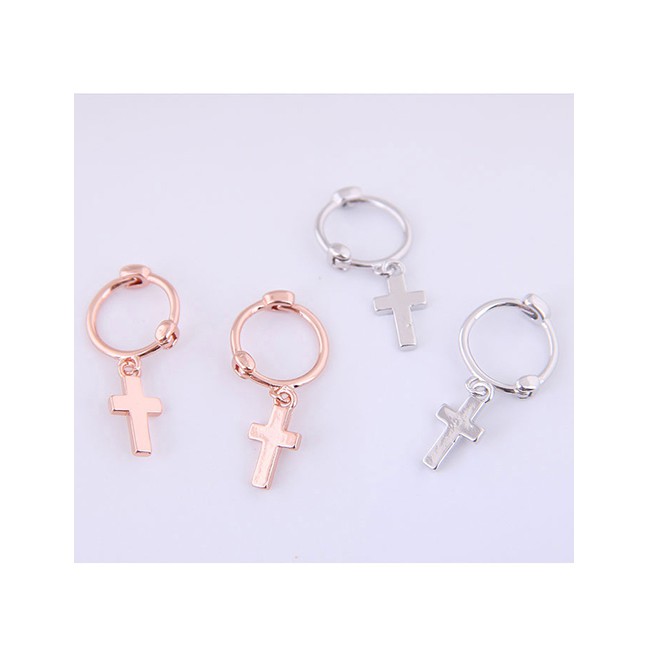 LRC Anting Tusuk Fashion Concise Cross Stud Earrings A59064