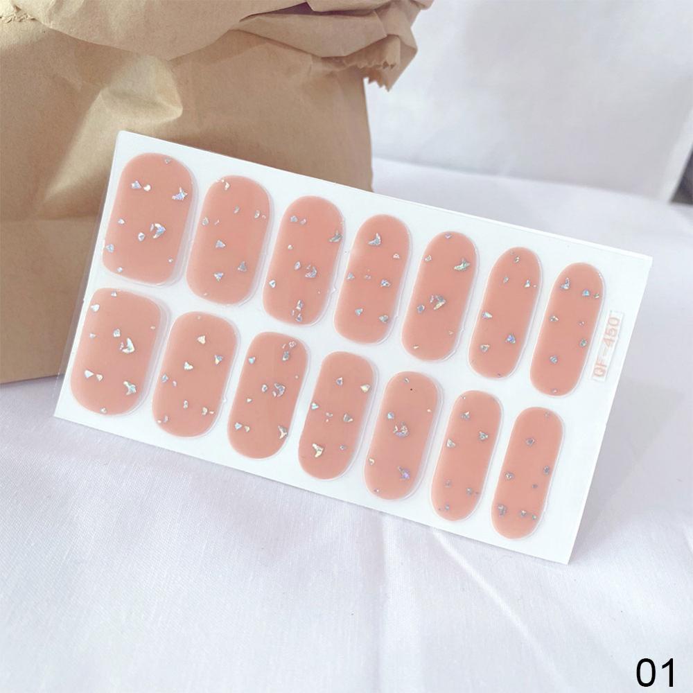 Timekey 14pcs / Lembar Stiker Glitter Gradasi Dekorasi Nail Art / Manicure DIY A6K3