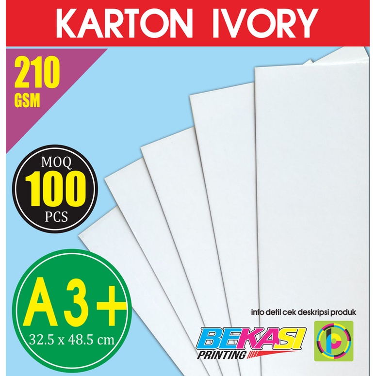 

Karton Carton IVORY 210 GSM Ukuran A3+ 32.5x48.5 cm isi 100 Lembar