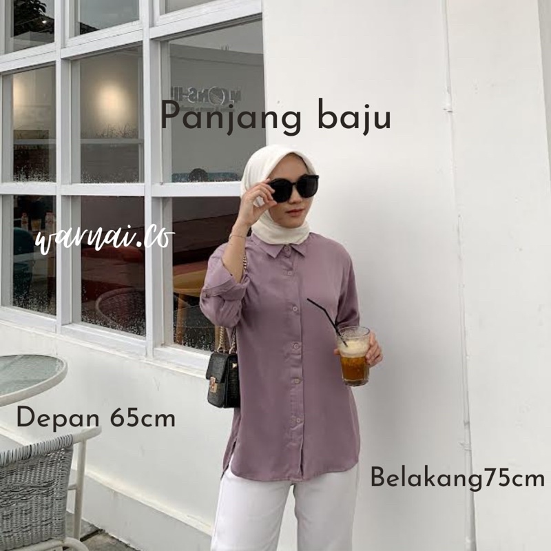 Kemeja Wanita warna Lilac kancingdepn rayon twill premium