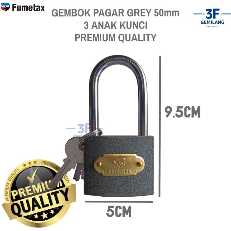 FUMETAX - Iron Padlock / Gembok Pagar Rumah Warna Grey PREMIUM QUALITY