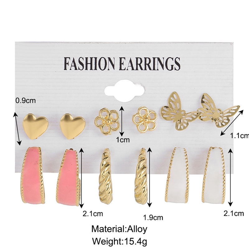 Set Anting Mutiara Geometris Bahan Logam Warna Emas Gaya Vintage Untuk Wanita