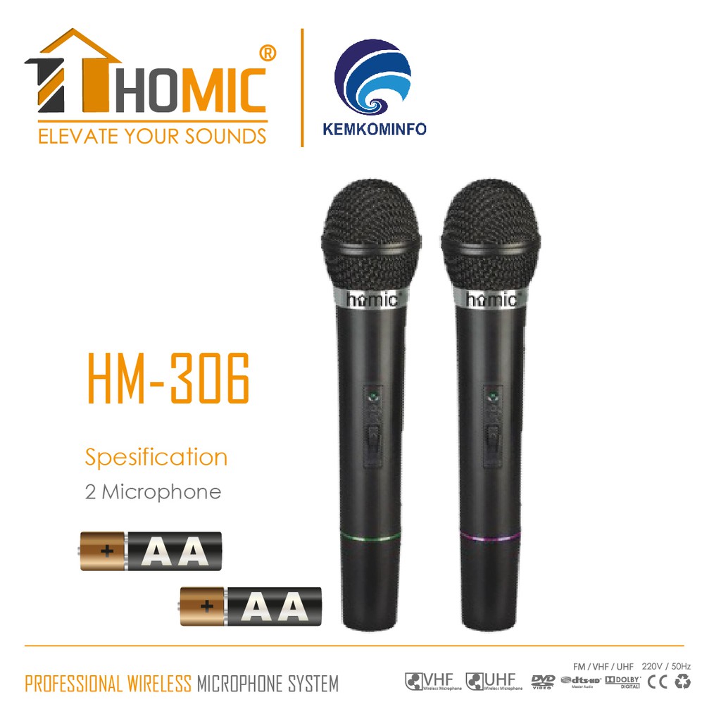 Mic Wireless / Microphone / Mikrofon Wireless Double HOMIC HM-306