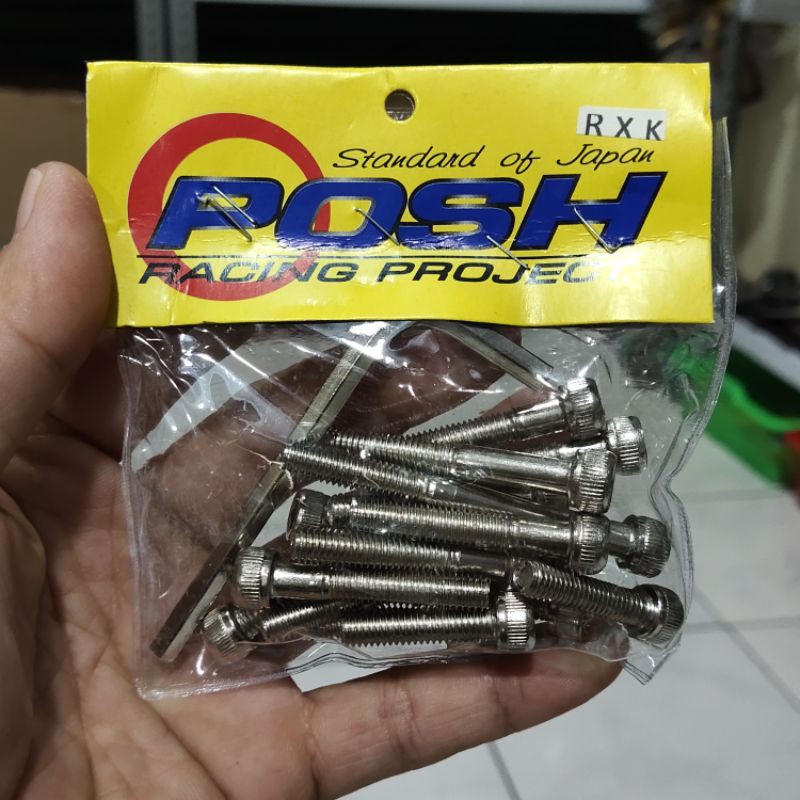 Baut blok mesin RX king  RXK posh chrome 1 set isi 17 pcs + kunci L