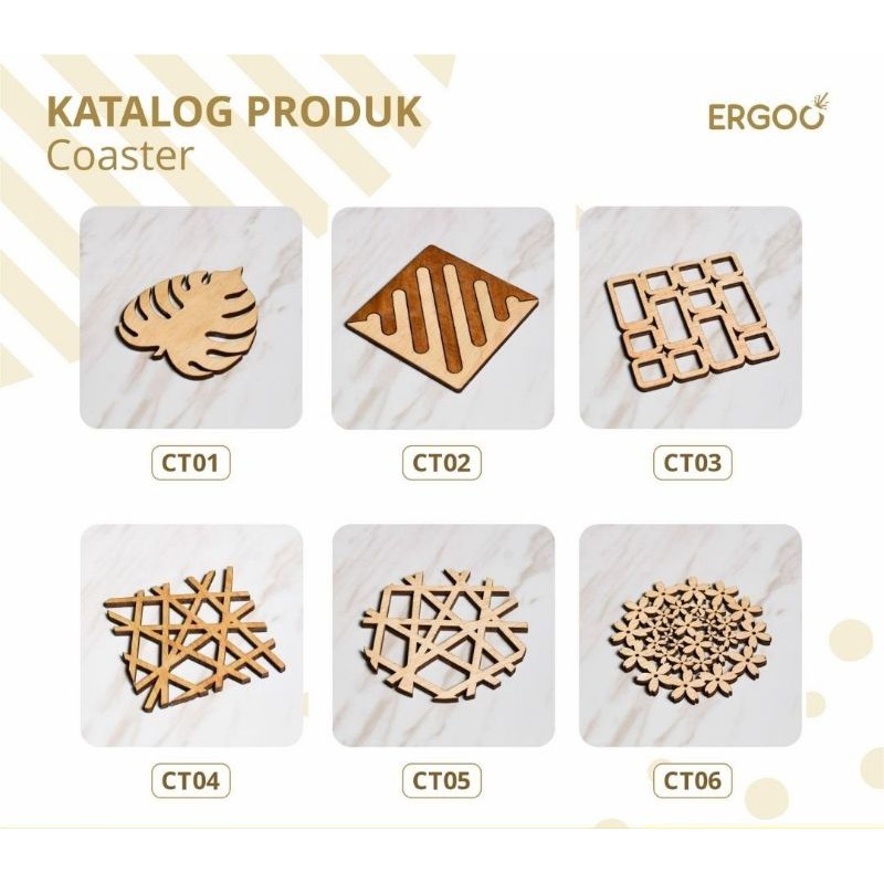 ERGOO Tatakan Gelas Kayu Ergoo / Wooden Coester