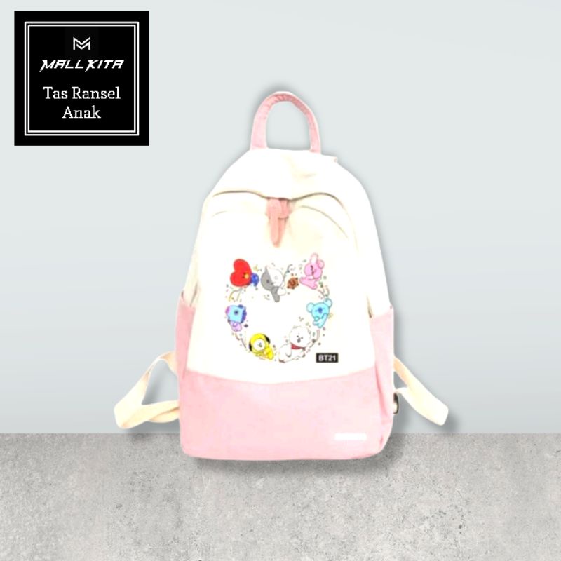 Tas Anak Laki-Laki/Perempuan Karakter BT 21 LOVE Tas Ransel Anak Sekolah SD TK Paud