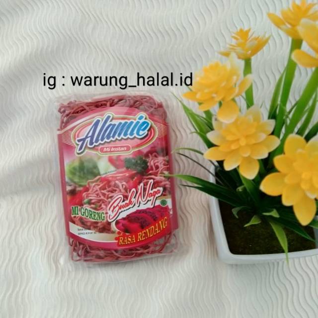 

Alamie Mie Goreng Buah Naga Rasa Rendang - Mie instant sayur dan buah - Mie sehat