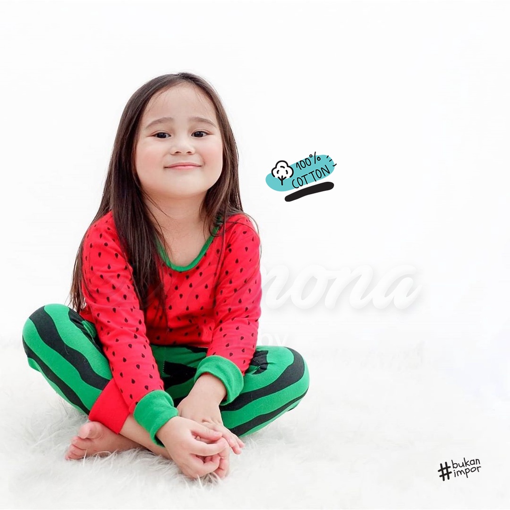 Ermon Baby - Piyama Anak Laki Laki Perempuan Baju Anak Cowok Cewek Lucu Buah Semangka Usia 3 - 5 Tahun