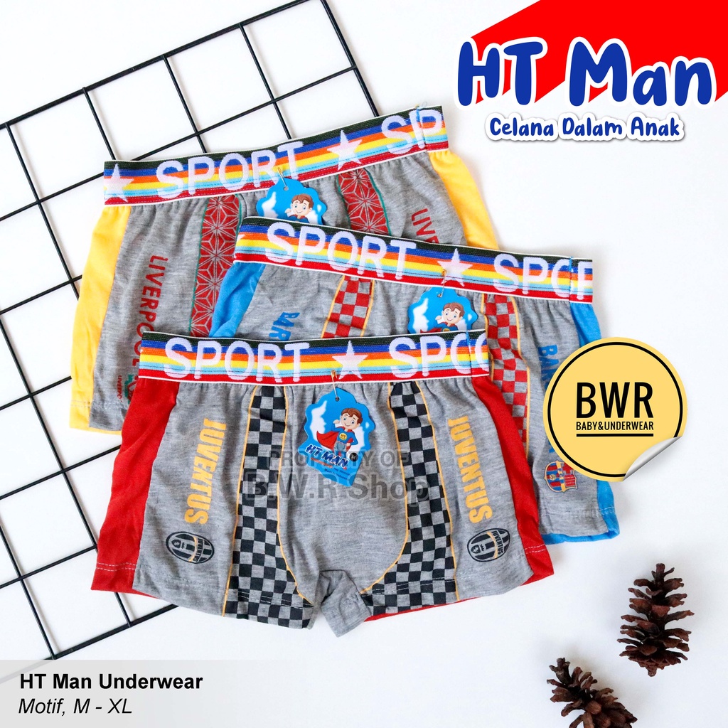 CD Boxer Anak HT MAN 0239 / Celana Dalam Anak Laki Laki Boxer Motif Bola | Bwr