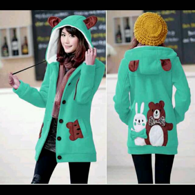 Jaket hoodie funny hijau tosca