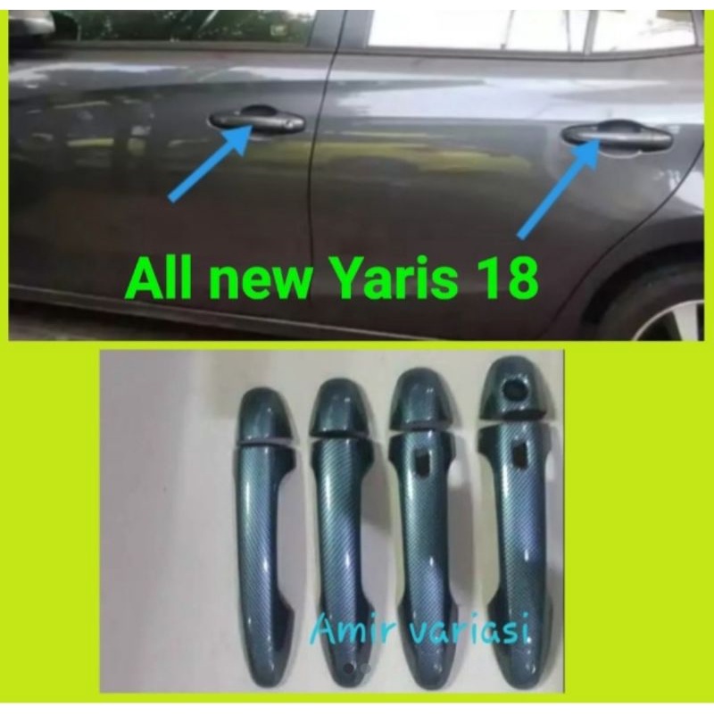 Cover Handle Pintu Carbon All New Yaris 2018