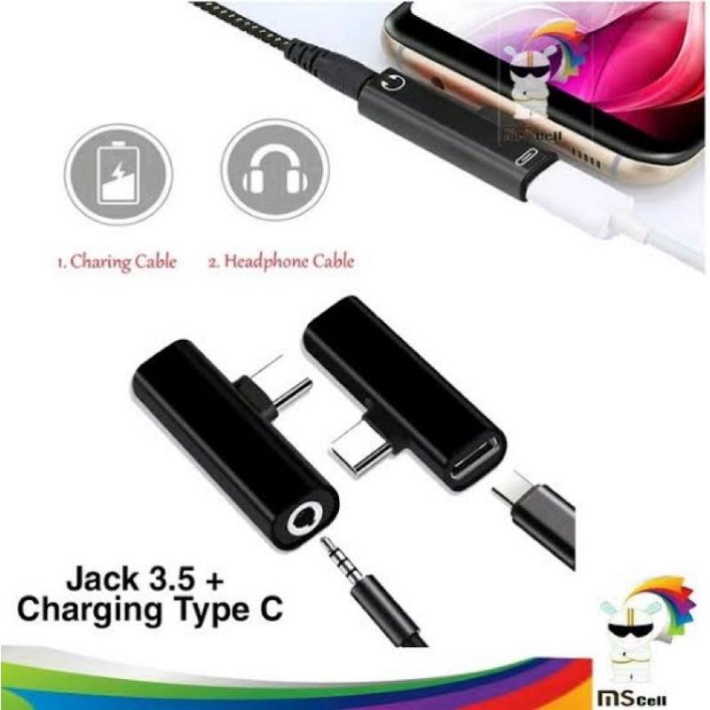 Splitter Otg Type C Converter 2in1 Sambungan Headset dan Charger Usb C Original Fleco