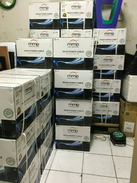 KABEL CCTV PLUS POWER RG59 MEREK MMP PREMIUM 300MTR sangat bagus dan terjamin tarikan panjang