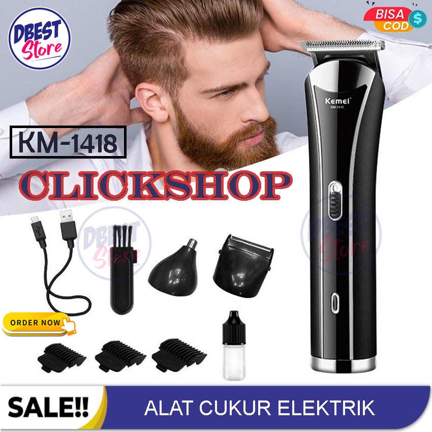 KEMEI KM 1418 3in1 Mesin Cukur Rambut Kumis Bewok Bulu Hidung Grooming KEMEI ORIGINAL KM 1407