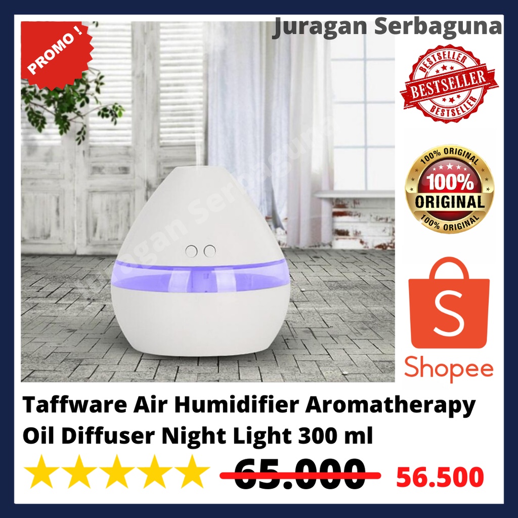 Taffware Air Humidifier Aromatherapy Oil Diffuser Night Light 300ml - HUMI H296 - White