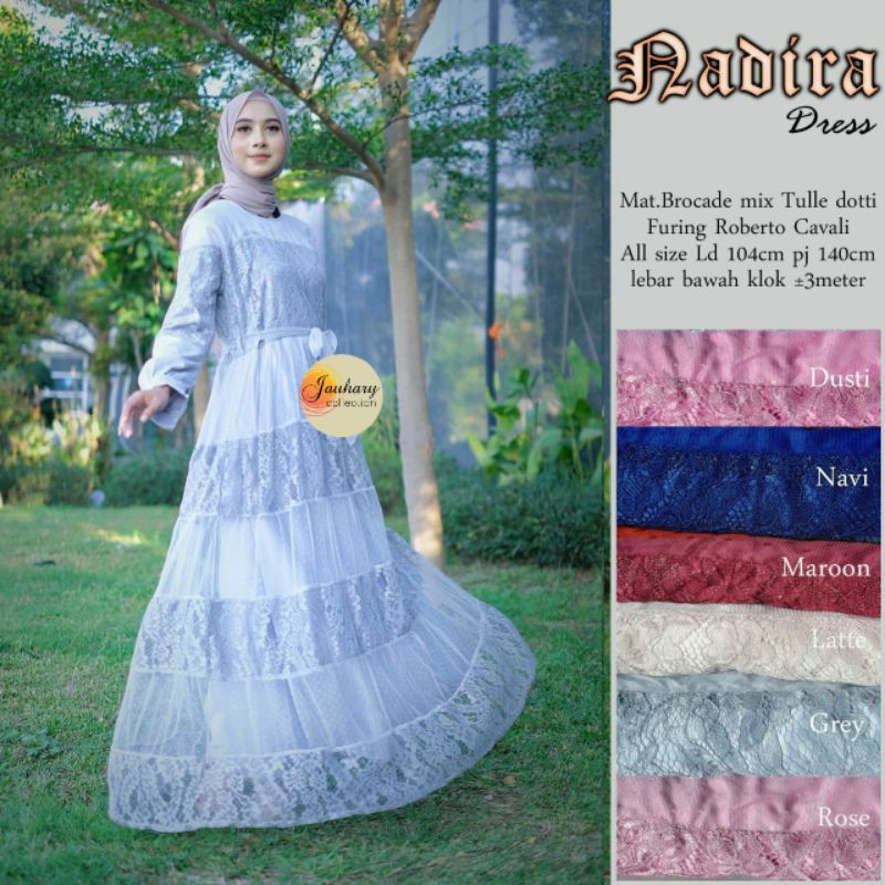 NADIRA DRESS | GAMIS BROKAT | GAMIS KLOK