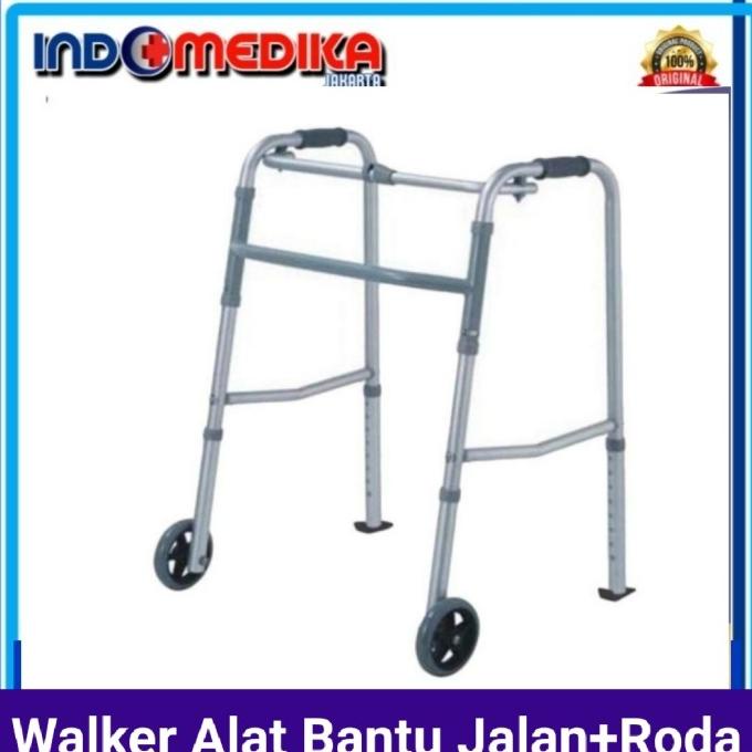 Tongkat walker dengan roda / Alat bantu Jalan Lansia Walker Roda