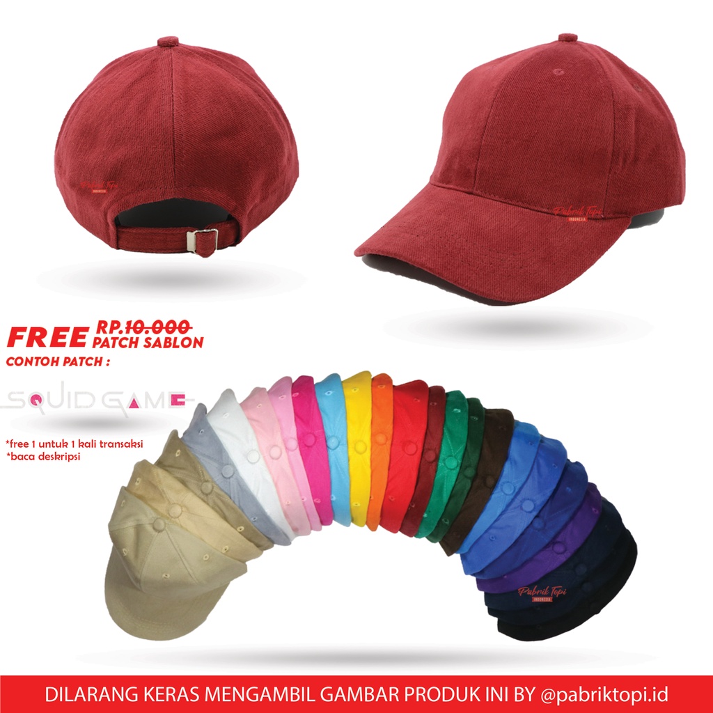 TERMURAH TOPI POLOS TOPI BASEBALL TOPI PRIA TOPI WANITA TOPI GROSIR TOPI MURAH (BAHAN DRILLRING)