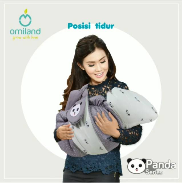 Omiland Gendongan Bayi Samping Topi Print Abu Cocok u/ Newborn Panda Series - OBG 2311