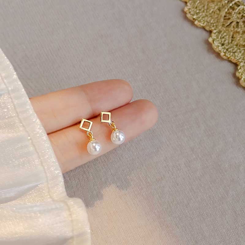 Jatuhkan Anting Mutiara S925 Perak Emas Aksesoris Perhiasan Fashion Wanita Anting Pejantan Earrings