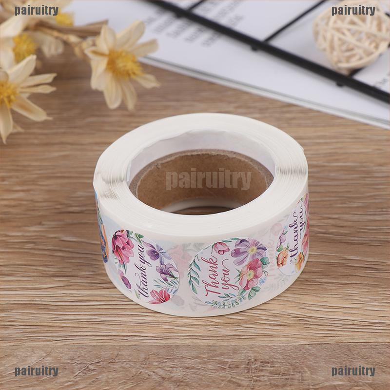 Pairuitry 500Pcs / roll Stiker Motif Hewan / Bunga Untuk label Segel