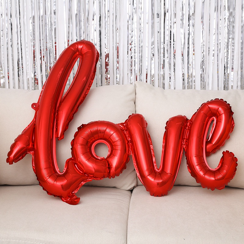 Set Balon Foil Desain Tulisan LOVE Untuk Dekorasi Natal Set Confetti Bentuk Hati Warna Merah Bahan Metal Hadiah Valentine Hari Valentine Balon Untuk Dekorasi Pernikahan