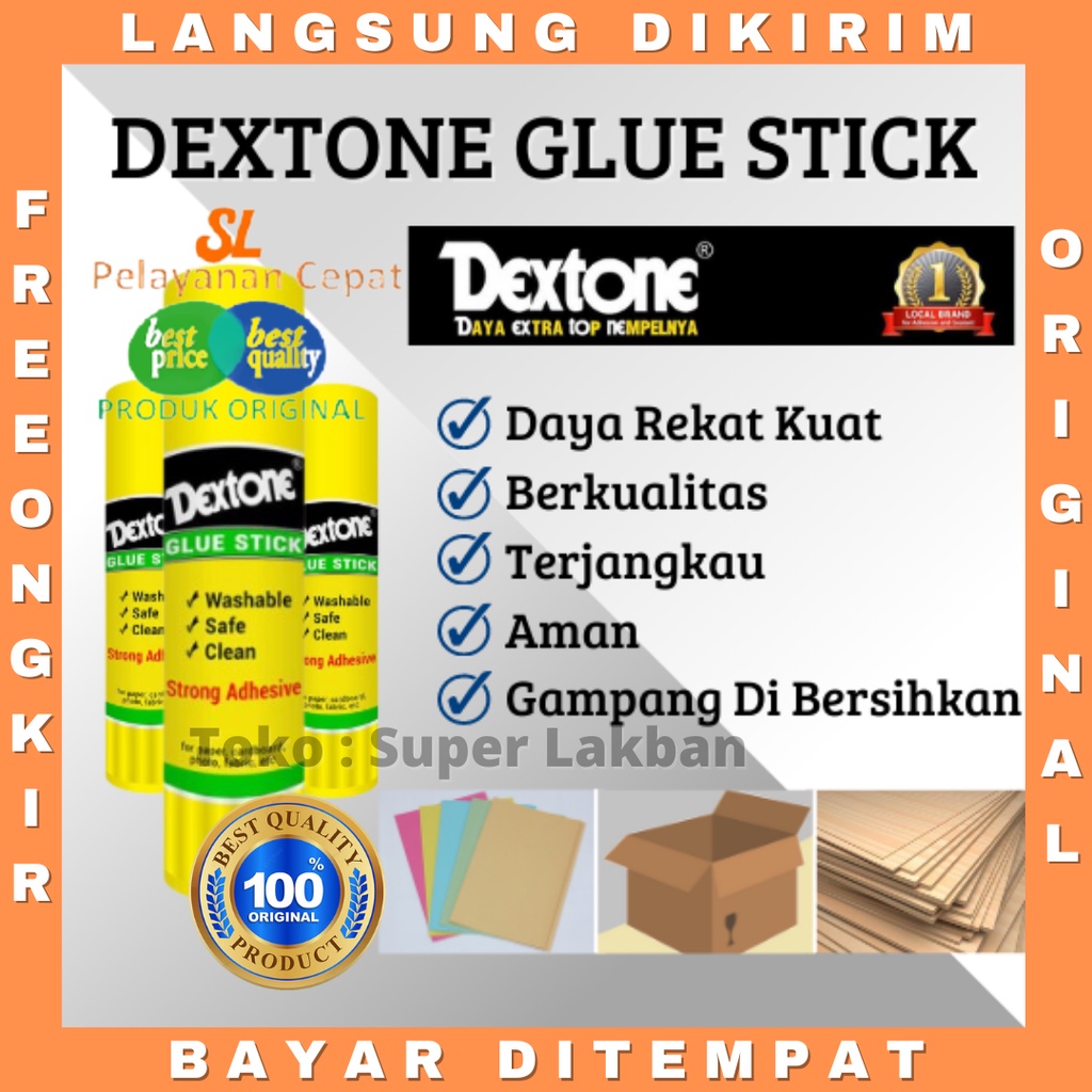 Lem Kertas Dextone Glue Stick 15gr Washable Safe Clean Aman Untuk Anak