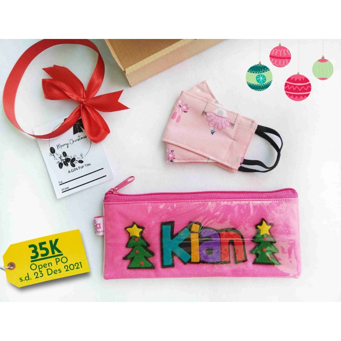 

Dompet Pensil Custom Nama x Masker Kain 3D - Kemasan Box - Spesial Edisi Natal