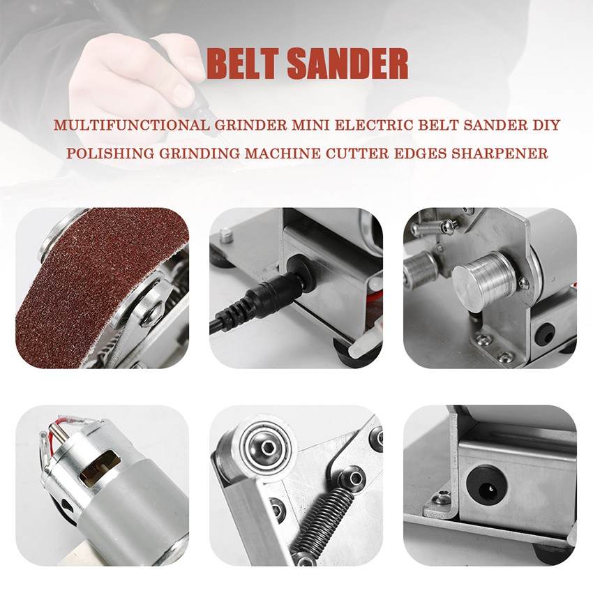 Multifunctional Grinder Mini Electric Belt Sander Diy Polishing Machine Dengan 7 Speed Adapter Mesin