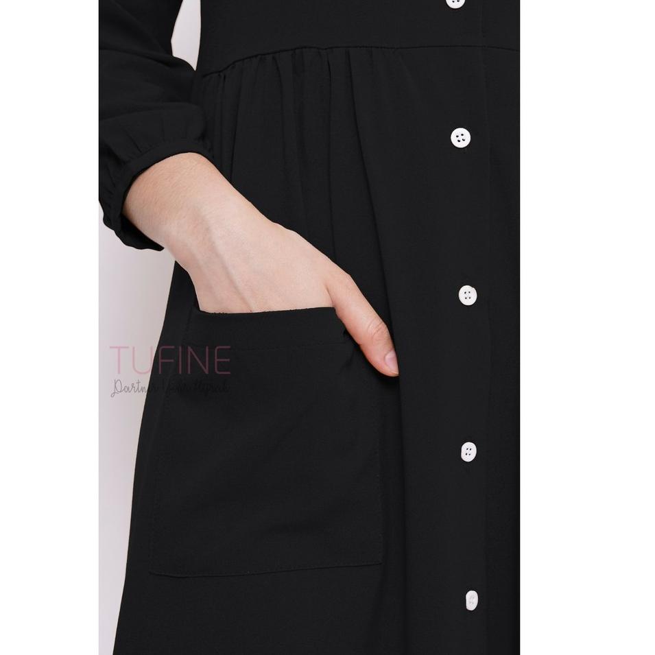 pk1d449 Nazwa Dress Black by BITA Tufine - Gamis Polos Wanita dengan Saku Depan 750♞