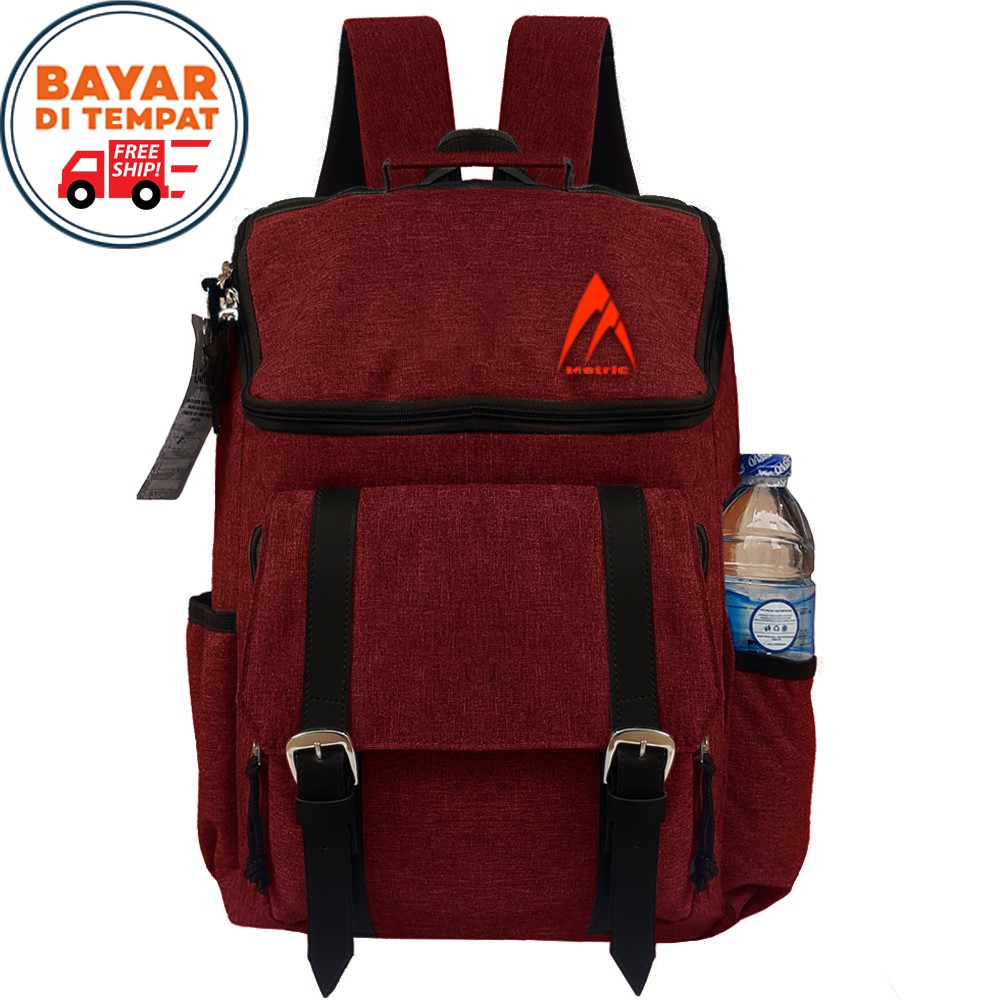 SHOPEE 7.7 BOMBASTIS SALE!! Tas Ransel Pria Wanita Unisex Desain Korea MT1100 Tas Pungung Laptop Kanvas - Red