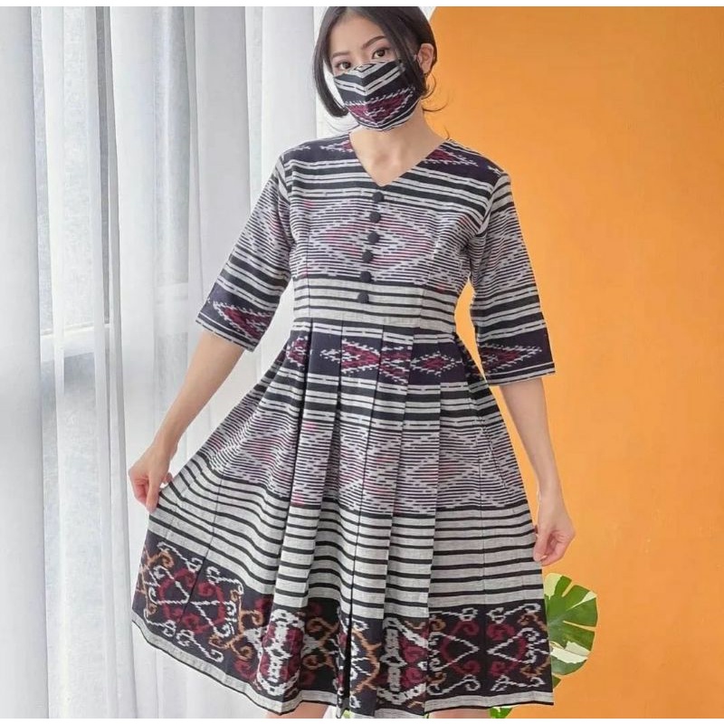 Salinda dress / dress tenun cassual wanita tenun endek premium