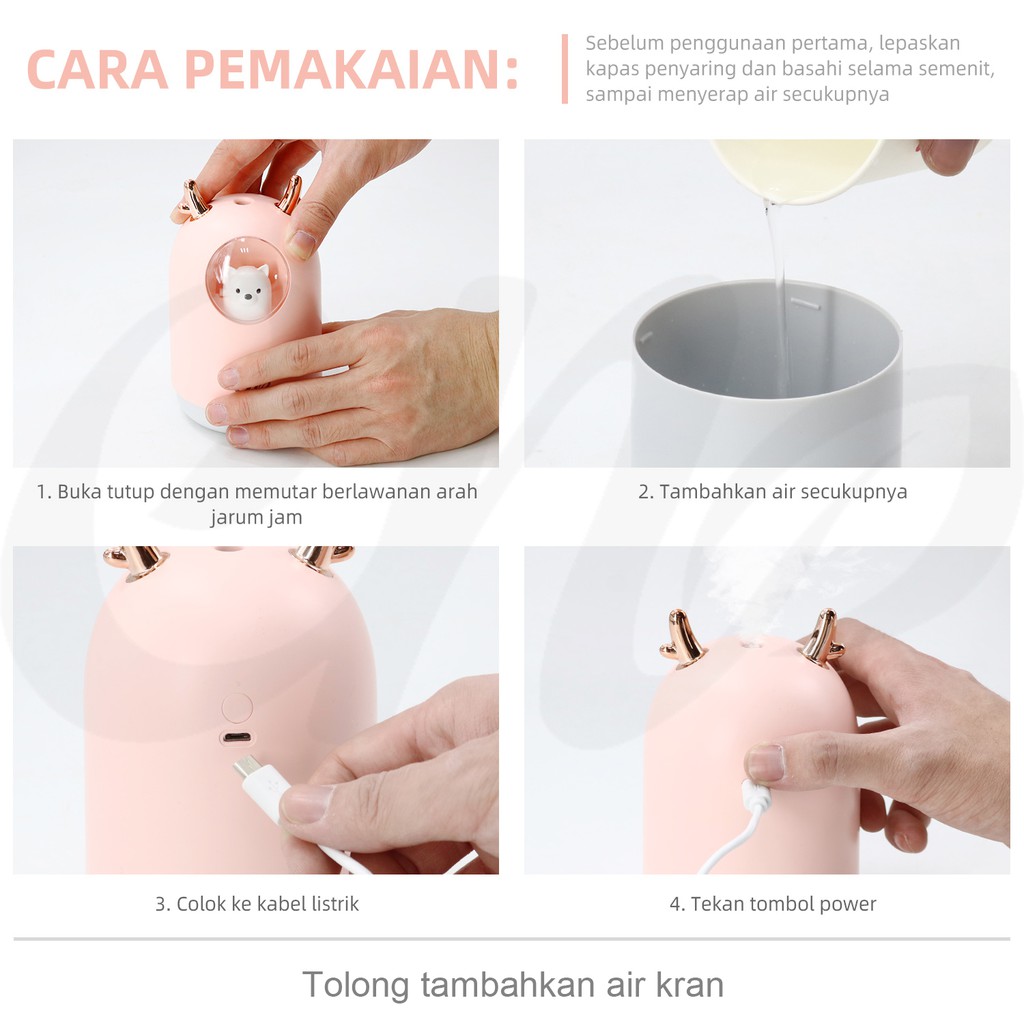 [endear]100% ORI cute Bear Humidifier 300ML Essential Oil Diffuser Aroma Terapi Pengharum Ruangan-5