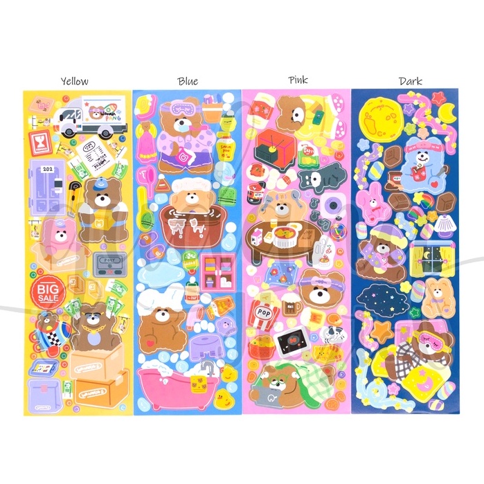 Stiker Panjang Fluffy Bear Stiker Motif Beruang DIY Scrapbook GH 303030