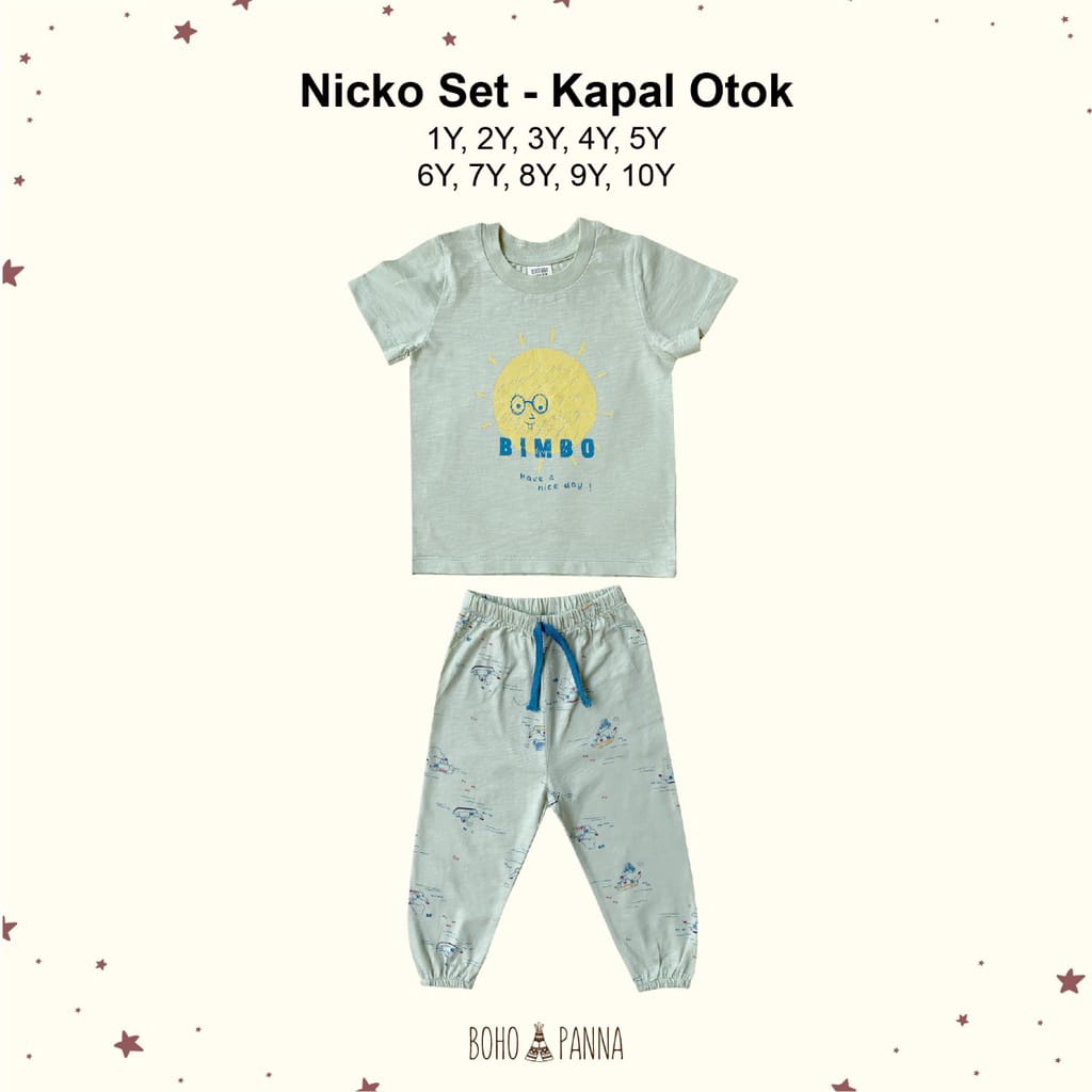 Bohopanna Nicko Set Setelan Baju Anak Piyama Anak Unisex