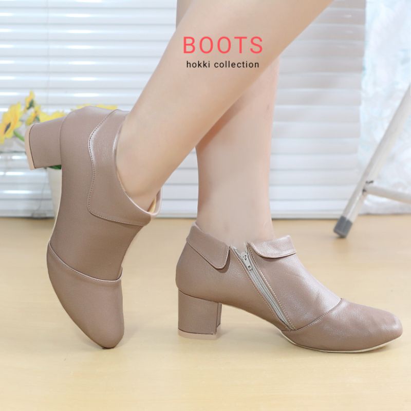 Boots heels wanita korea style hak 5 cm