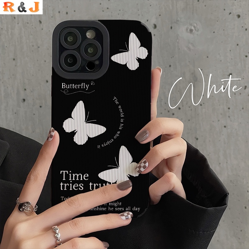 Soft Case Silikon Motif Kupu-Kupu Putih Untuk Iphone 13 Pro Max / 12 Pro / 11 / Xr / XS / 6 / 6S / 7 / 8plus