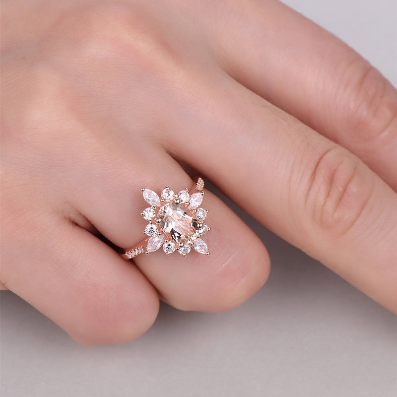 Baru Diamond Ring Kreatif 18K Rose Gold Plating