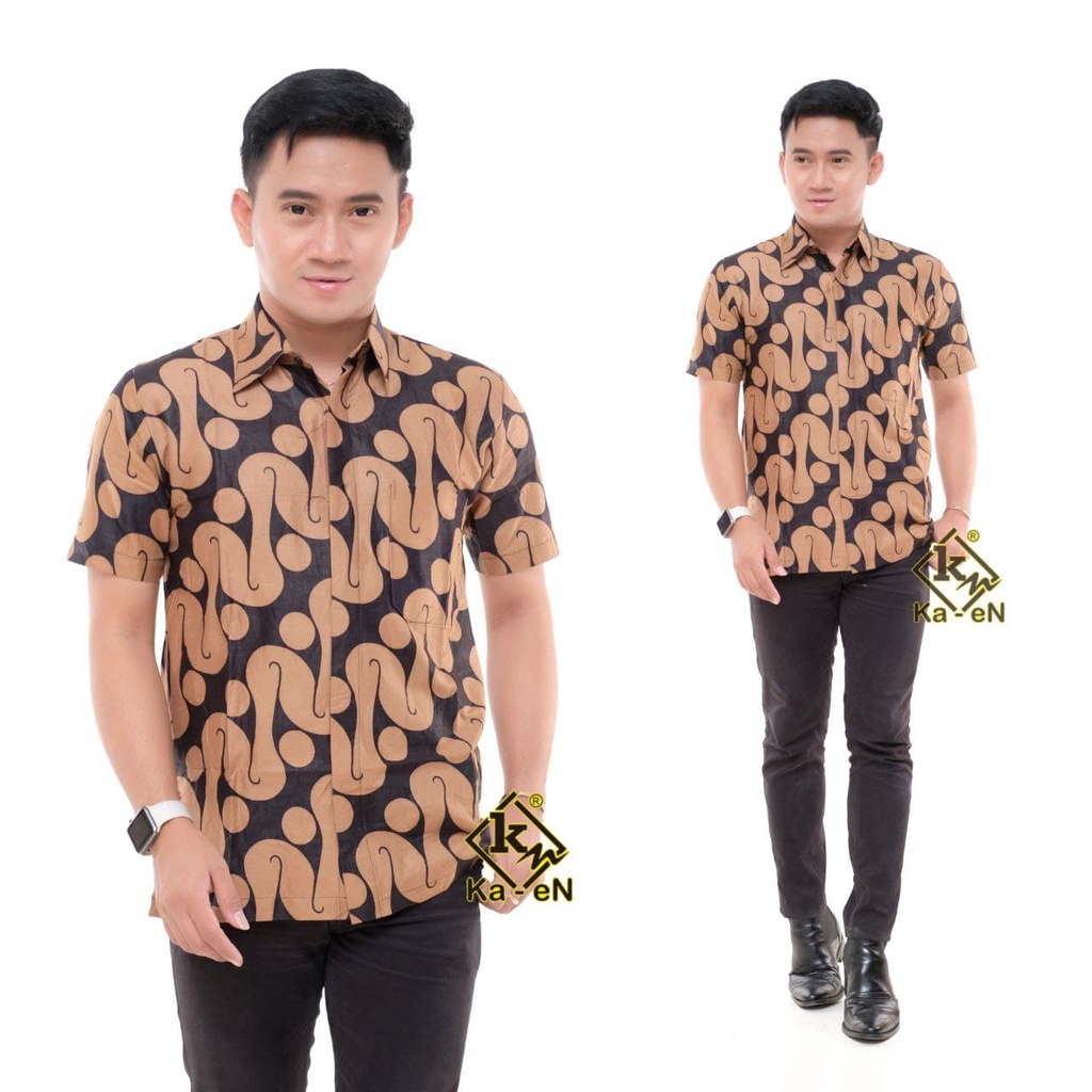 Pakaian Batik Formal Kasual Pria Keren Premium / Baju Batik Seragaman Resepsi Nikahan Pria Kekinian-H